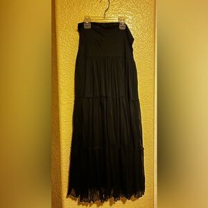 Black Tiered Midi Skirt